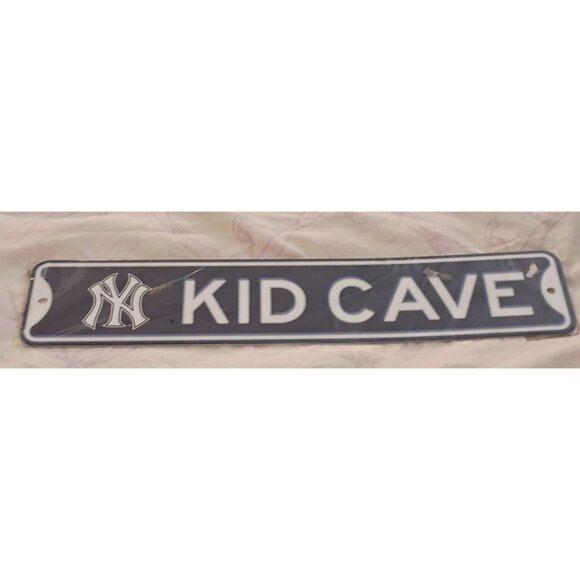 New York Yankees metal KID CAVE Street Sign predrilled mounting holes NEW sealed - Picture 3 of 5